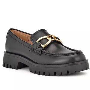 Nine West Womens Gables Round Toe Lug Sole Leather Loafers Sz 6.5 NEW